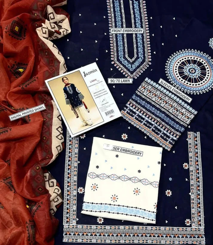 Embroidered Lawn 3-Piece Suit